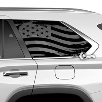 Pair Toyota Sequoia Rear Window USA Flag Destroyed Vinyl Stickers Decal fit Toyota Sequoia
