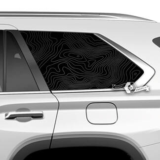 Pair Toyota Sequoia Rear Window Topographic Map Topo Vinyl Stickers Decal fit Toyota Sequoia

