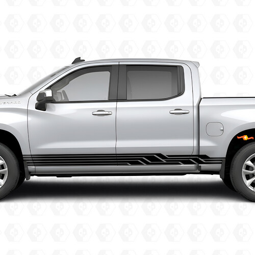 Angular Lightning Door & Rocker Panel Vinyl Stripes for Chevrolet Silverado 1500 T1XX 2019-2026