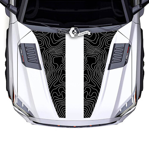 Toyota Sequoia Hood Topographic Map Double Split Vinyl Stickers Decal fit to Toyota Sequoia
