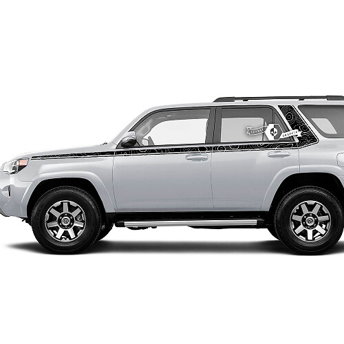 Body Stripes Lines Topographic Style Side Window Vinyl Sticker Decal fit to Toyota 4Runner 13-24 TRD Fifth gen 2
