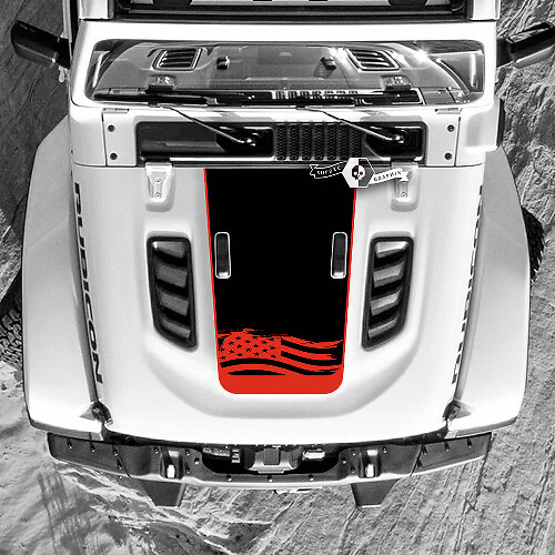 Military USA Flag Hood Vinyl Sticker Decal 2 for Jeep Wrangler