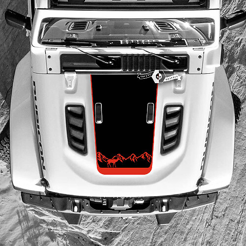 Jeep Wrangler Hood Mountains Forest Deer Vinyl Decal Stickers 2 Colors
