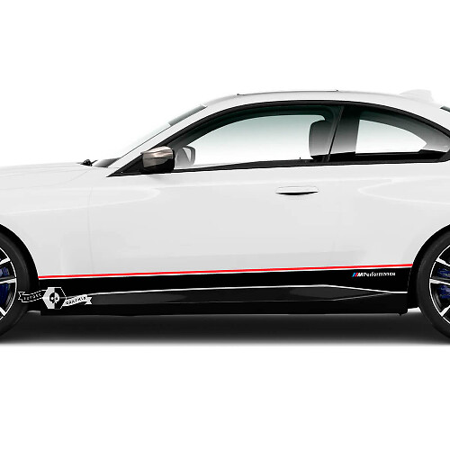 Pair BMW M2 M240 G42 F22 F87 M Performance Rocker Panel Side Stripes Doors Stripe M Vinyl Decal Sticker 2 Colors
