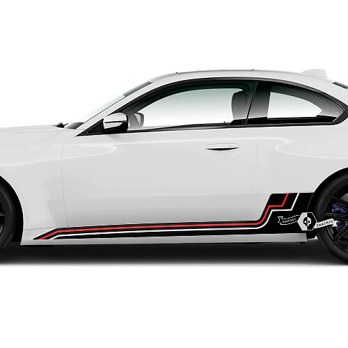 Pair BMW M2 M240 G42 F22 F87 M Performance Rocker Panel Side Stripes Ascent Line Doors Stripe M Vinyl Decal Sticker 2 Colors
