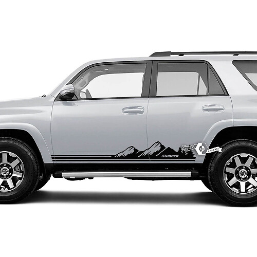Pair 4Runner Side Door Vinyl Mountains Forest Rocker Panel Lines Stripe Vinyl Decals Stickers fits Toyota 4Runner TRD
