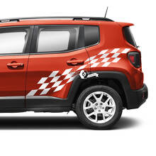 Pair Jeep Renegade Side Doors Fender Checkered Flag Graphic Vinyl Decals Sticker
 2