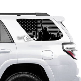 Pair of 4Runner USA Flag Window Statue of Liberty Side Vinyl Decals Stickers for Toyota 4Runner
