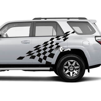 Pair of 4Runner Checkerboard Flag Window Side Vinyl Decals Stickers for Toyota 4Runner

