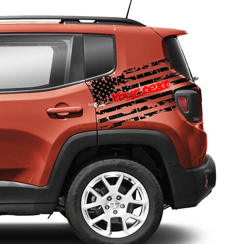 Pair Jeep Renegade Rear Fender USA Flag Destroyed Graphic Vinyl Decal Sticker 2 Colors
