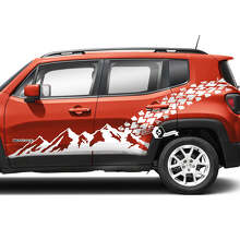 Pair Jeep Renegade Doors Mountain Side Stripe Rear Fender Tire Track Trim Graphic Vinyl Decal Sticker
 2