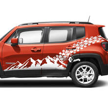 Pair Jeep Renegade Doors Mountain Side Stripe Rear Fender Tire Track Trim Graphic Vinyl Decal Sticker
 2
