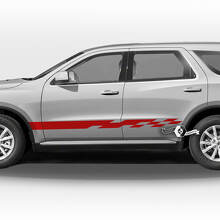 Pair Dodge Durango Side Doors Rocker Panel Trim Checkerboard Flag Stripes Decal Vinyl Stickers
 2