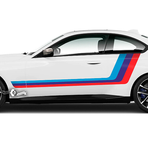 Pair BMW M2 M240 G42 F22 F87 M Performance Side Stripes Doors Rear Fender Stripe M Vinyl Decal Sticker M Colors
