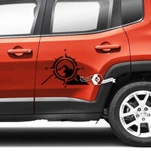 Pair Jeep Renegade Doors Side Mountains Graphic Compass Vinyl Decal Sticker Stripe
 2