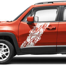Pair Jeep Renegade Doors Side Graphic Battered Destroyed Splash Logo Vinyl Decal Sticker Stripe
 2