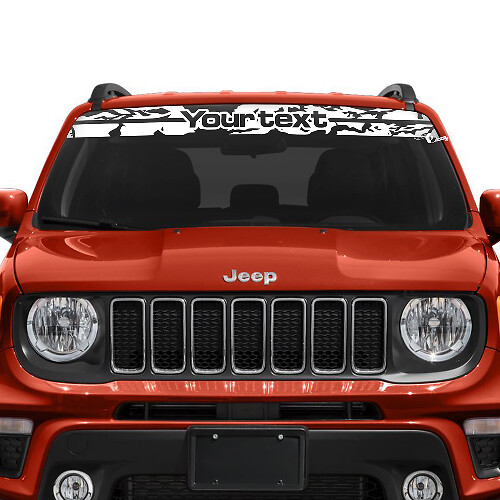 Graphic Custom Text Battered Destroyed Vinyl Decal Sticker for Jeep Renegade Windscreen Window