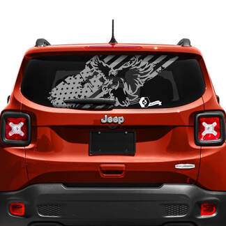 Jeep Renegade Tailgate Window USA Flag Battered Destroyed Vinyl Decal Sticker
 1
