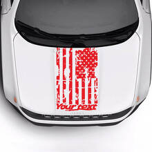 Custom Text USA Flag Weathered Destroyed Bonnet Logo Stripe Vinyl Decal Sticker for Jeep Renegade Trailhawk 3