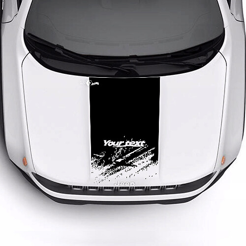 Custom Text Destroyed Battered Bonnet Logo Stripe Vinyl Decal Sticker for Jeep Renegade Trailhawk