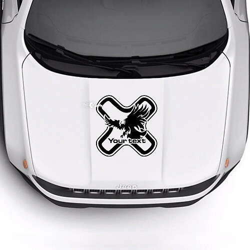 Custom Text Bonnet Bald Eagle Vinyl Decal Sticker for Jeep Renegade Trailhawk