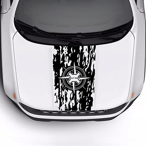 Custom Text Compass Battered Destroyed Flag Bonnet Vinyl Decal Sticker for Jeep Renegade Trailhawk