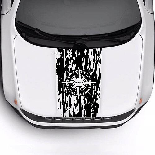 Custom Text Compass Battered Destroyed Flag Bonnet Vinyl Decal Sticker for Jeep Renegade Trailhawk