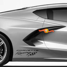 Pair Chevrolet Corvette C8 Racing Flag Checkerboard Rear Quarter Panel Side Z06 Vinyl Decal Sticker
 2