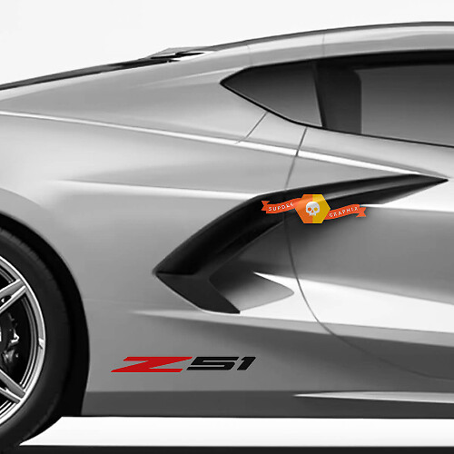 Pair Chevrolet Corvette C8 Z51 Racing Rear Fender Side Vinyl Decal Sticker 2 Colors
