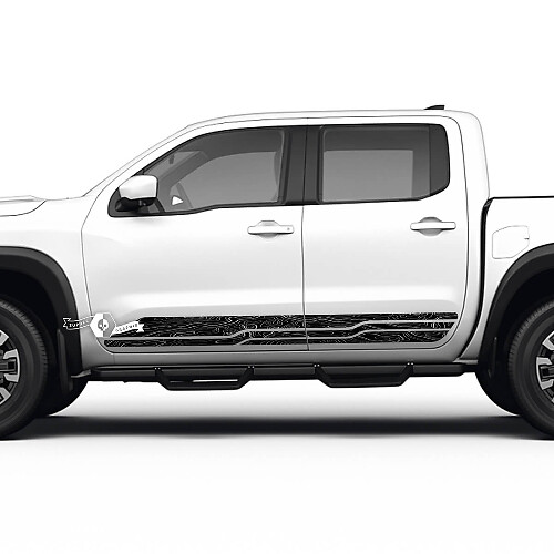 2 Nissan Decal Rocker Panel Side Topographic Map Nissan Frontier Stripe Vinyl Stickers Kit
