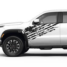 2 Nissan Doors USA Flag Distressed Decal Side Nissan Frontier Stripe Vinyl Stickers Kit
 2