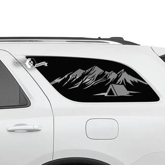 Pair Dodge Durango Side Rear Window Mountains Hut Decal Vinyl Stickers
