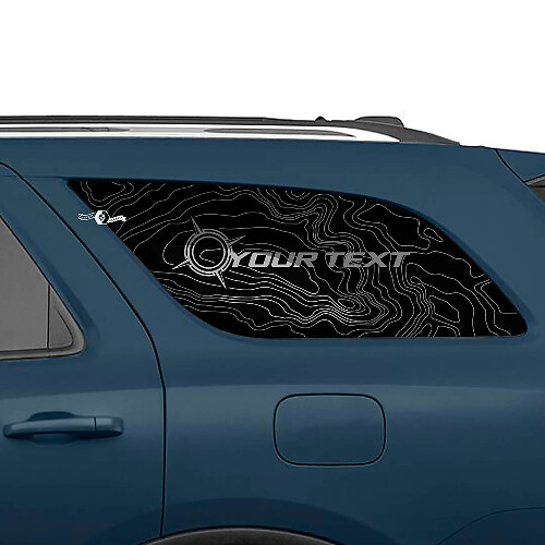 Topographic Map and Mark Rear Side Window Vinyl Decals Kit for Dodge Durango