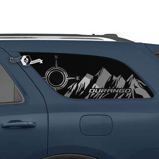 2x Dodge Durango Side Rear Window Mountains Compass Decal Vinyl Stickers
