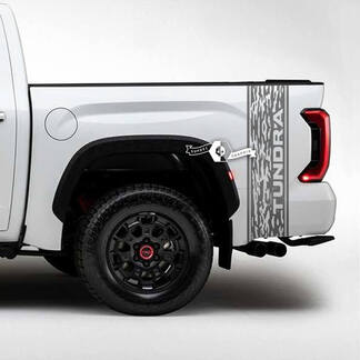 Pair Toyota Tundra  Bed Side Rear Fender Logo Destroyed Grange Stripes Vinyl Stickers Decal
 1