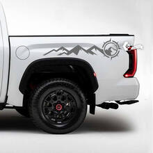 Pair Toyota Tundra Bed Side Rear Fender Mountains Compass Side Stripes Vinyl Stickers Decal
 2