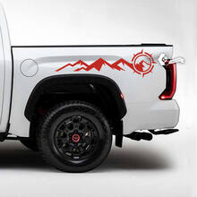 Pair Toyota Tundra Bed Side Rear Fender Mountains Compass Side Stripes Vinyl Stickers Decal
 3