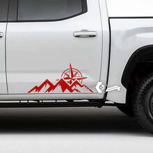 Pair Toyota Tundra Door Mountains Compass Side Stripes Vinyl Stickers Decal
 2