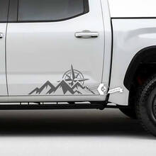 Pair Toyota Tundra Door Mountains Compass Side Stripes Vinyl Stickers Decal
 3