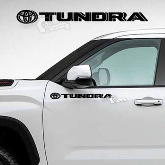 Pair Toyota Tundra Doors Logo Side Stripes Vinyl Stickers Decal
 1