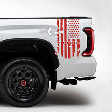 USA Flag Logo Bed Side Destroyed Grunge Stripes Vinyl Decal Stickers 2 For Toyota Tundra 3