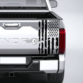 Toyota Tundra Bed Pickup Truck Tailgate Destroyed Grange Stripes USA Flag Vinyl Stickers Decal
 1