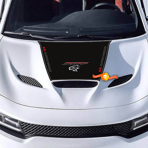 Hood Decal For Charger 6.2L SUPERCHARGED 6.2L HEMI SRT HELLCAT HEMI Vinyl Decal Sticker 3 Colors
