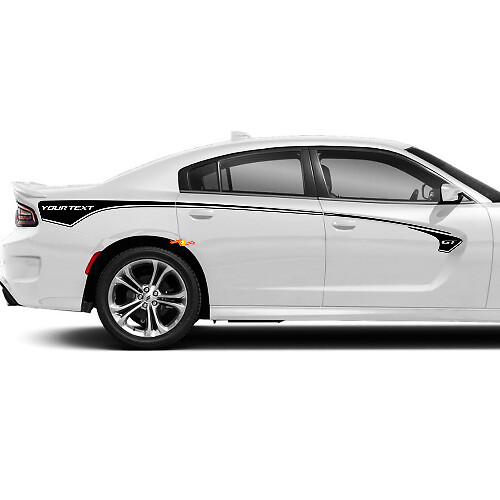  GT Logo Custom Text Side Stripes Vinyl Decal Kit for Dodge Charger
