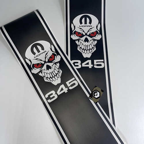 Dodge Ram 345 HEMI Mopar Skull Rear Bed Vinyl Sticker Decal Stripes
