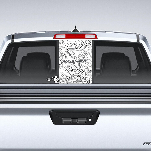 Pro-4X Topographic Style Rear Window Vinyl Decal for Nissan Frontier