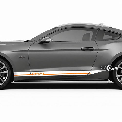 TEXT Outline Accent Rocker Stripe Pair Rocker Panel Vinyl Decal Sticker for Ford Mustang
