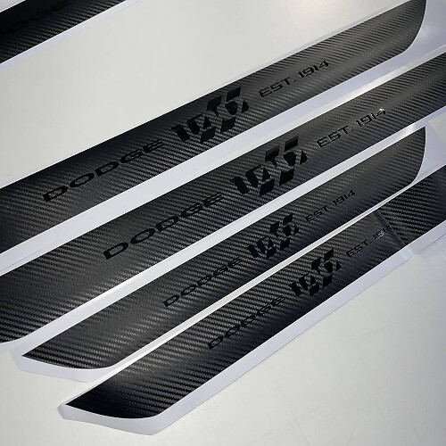 4x Dodge Challenger 100th Anniversary Door Sill Vinyl Decal Stickers Carbon Black
