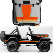 Vintage Wide Stripes Bonnet Side Vinyl Stickers Decals Kit 2 for Jeep Renegade CJ7 2