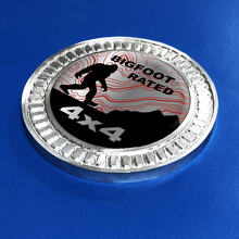 3D Badge Bigfoot Rated Mountains Topographic lines Metal Aluminum Emblem
 2